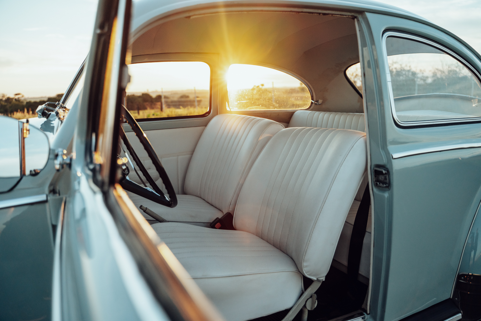 Fusca Azul Retornar Bancos em couro