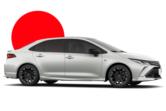 Corolla GR-S branco em PNG com circulo vermelho atrás do carro