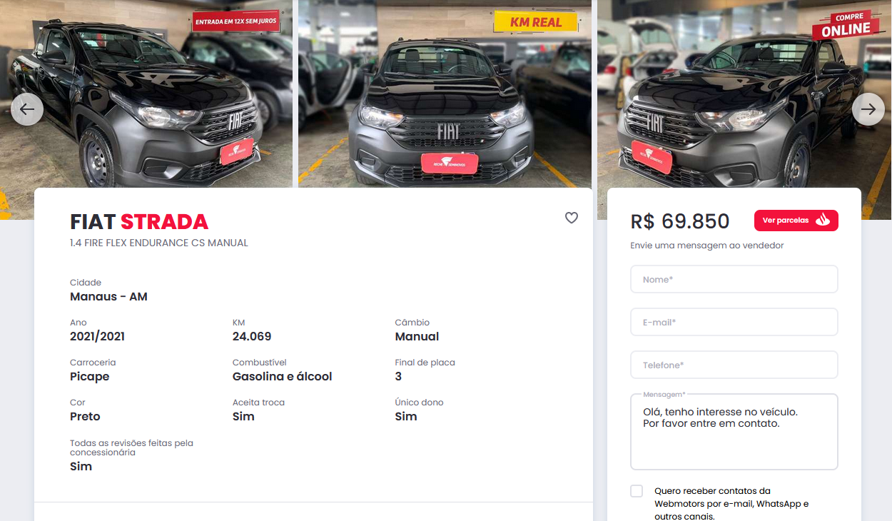Anúncio de Fiat Strada no Webmotors