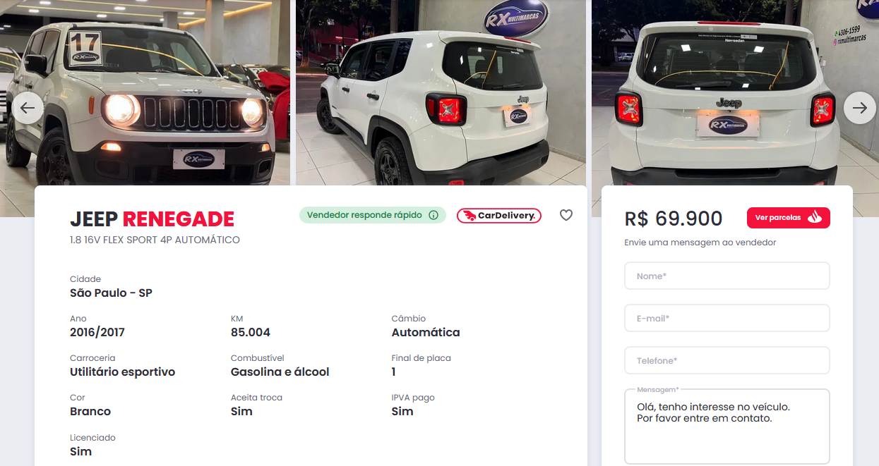 Anúncio de Renegade no Webmotors