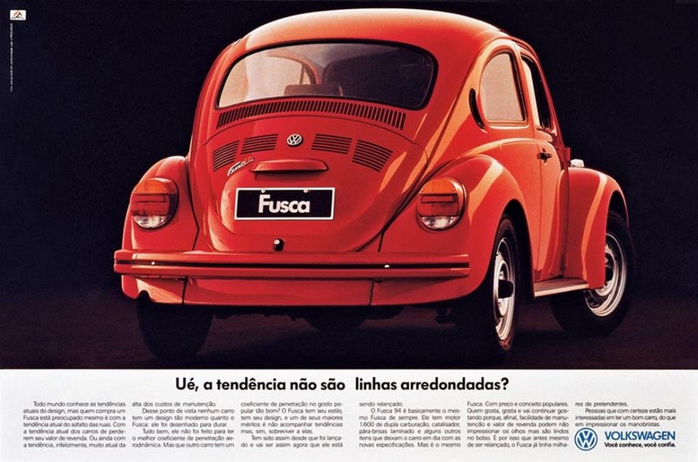 detalhe da propaganda do fusca nos anos 90