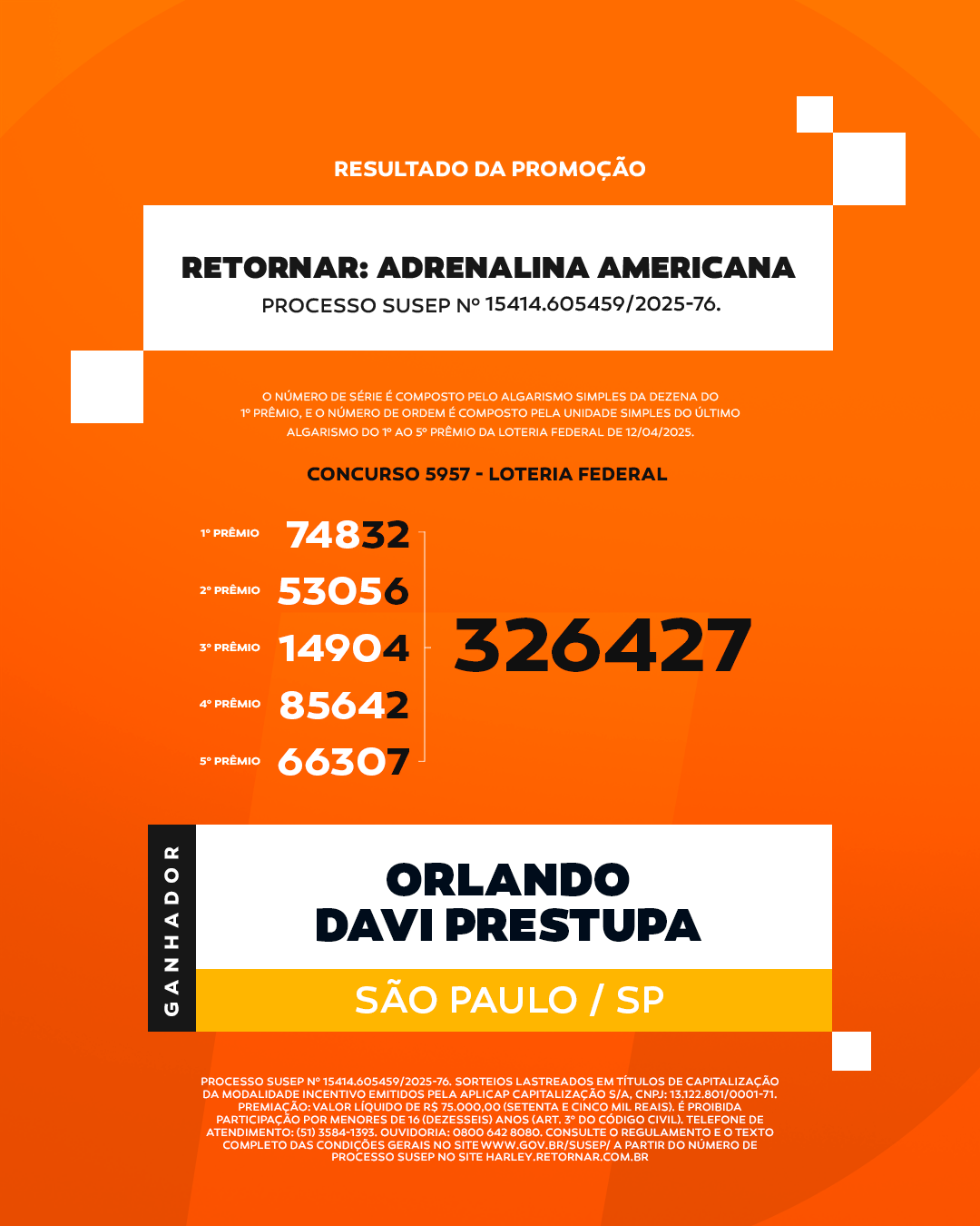 ganhador da promocao