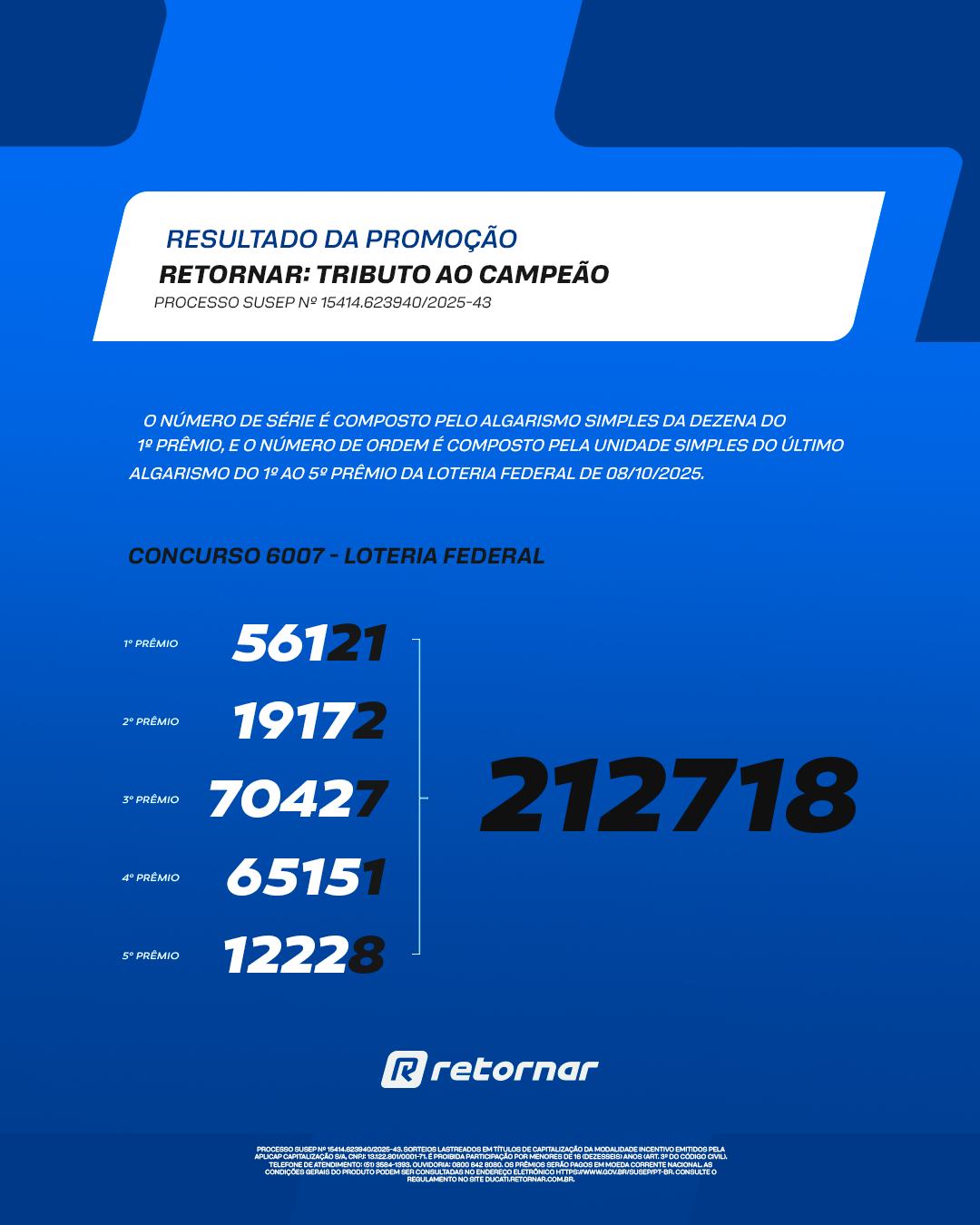 resultado da promoção tributo ao campeão 