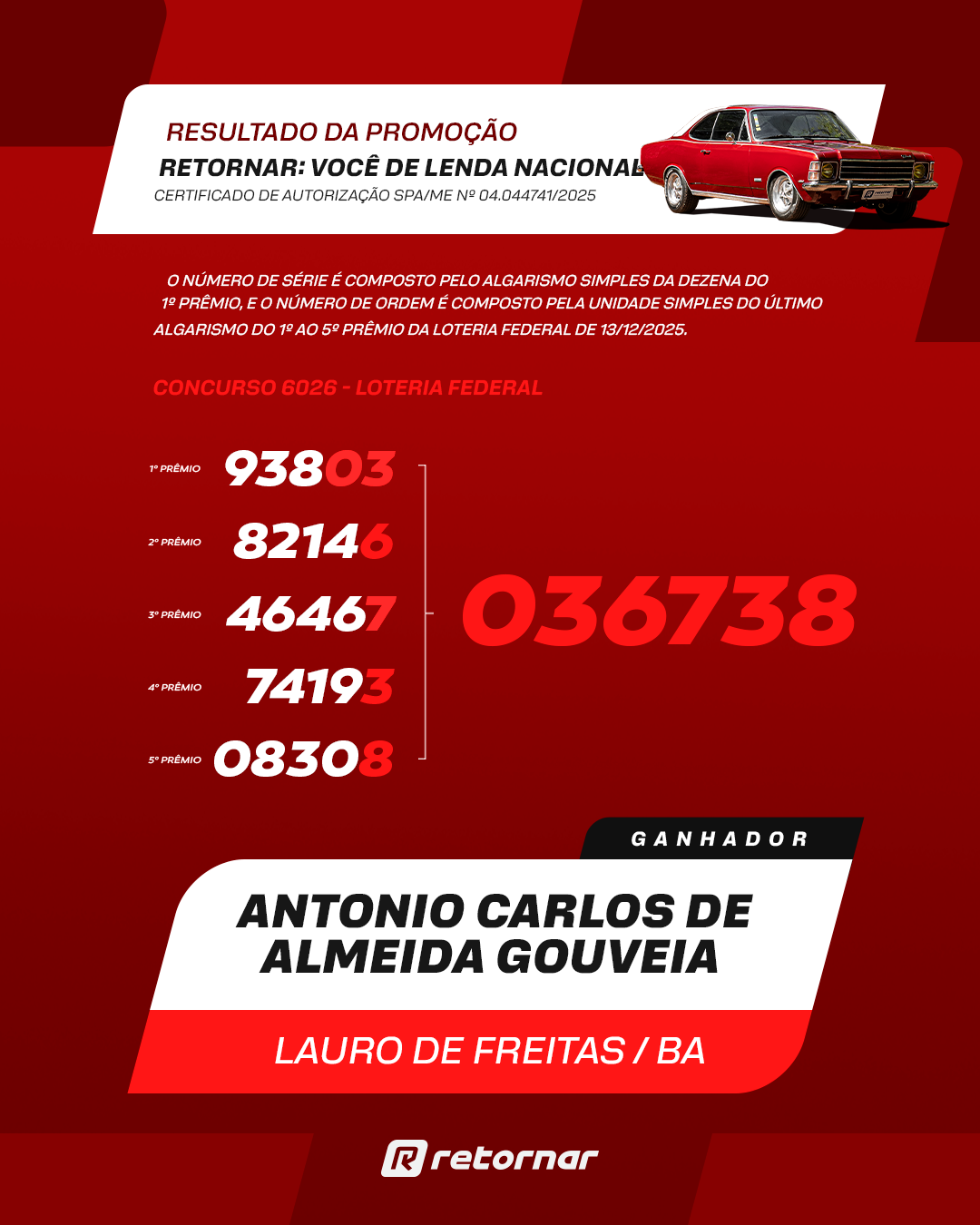 ganhador opala