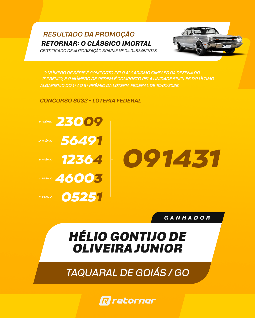 Resultado do Sorteio Dodge Dart