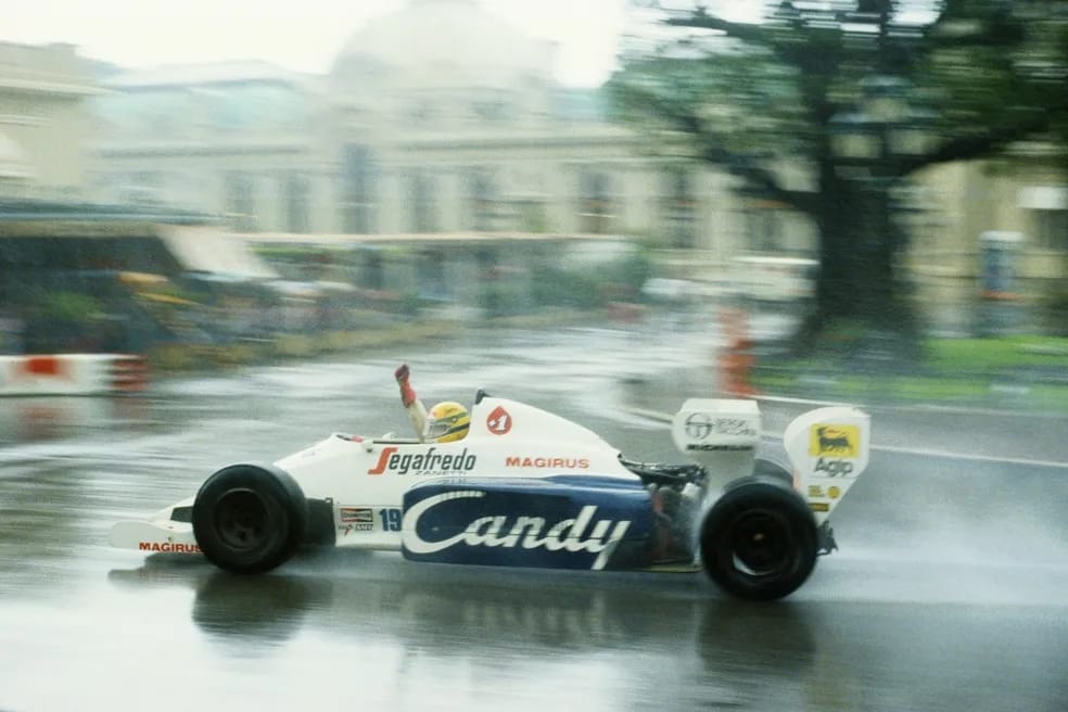 Ayrton Senna em Mônaco 1984: sua primeira grande exibição na Fórmula 1 sob chuva.